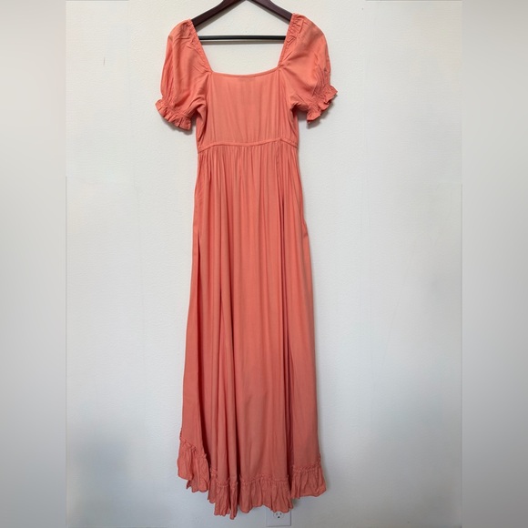 NWT Patrons of Peace Pink Clay Boho Cottagecore Puff Sleeve Midi Dress XS - Picture 6 of 14